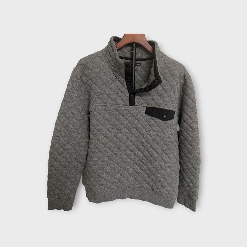 Saks Fifth Avenue Mens Quilted Snap-Button Pullover Sweatshirt
